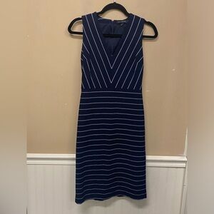 Banana Republic Navy Midi Dress with White Stripes